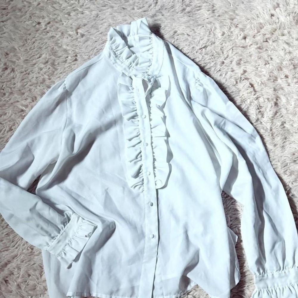 Ruffle REN Faire Cosplay Costume Victorian Button Down Top Womens L Baroque Boho